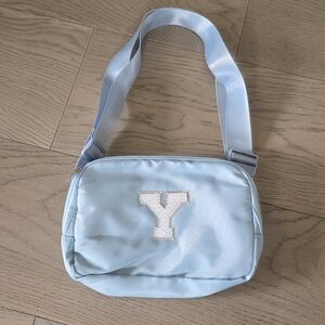 Light Blue Crossbody Bag with 'Y' Patch